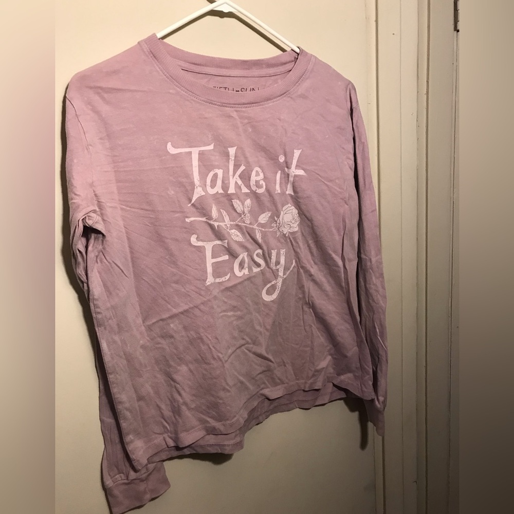 Fifth Sun Lavender 'Take It Easy' Long Sleeve Graphic Tee